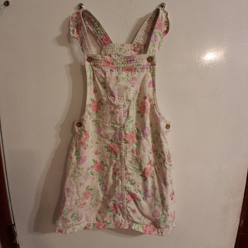 Vintage Y2K Girls Shabby Chic Floral AOP Overall‎ Jumper EUC M 7/8